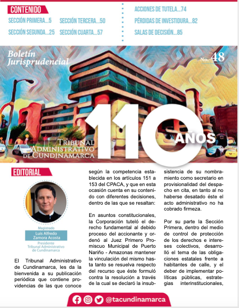 Boletin jurisprudencial tribunal administrativo de cundinamarca